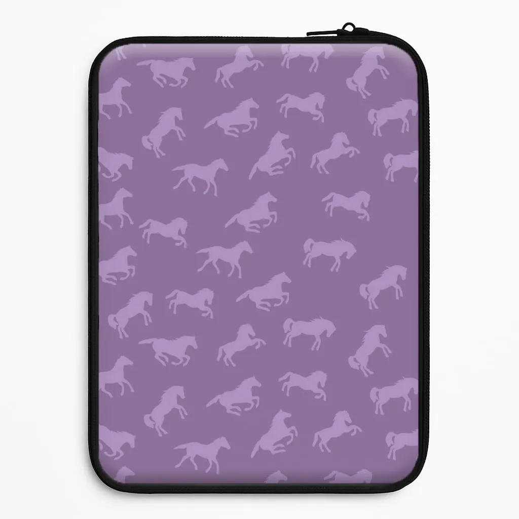 Wear resistant Vivid Detail Texture Purple Horse Pattern - Horses Laptop Sleeve