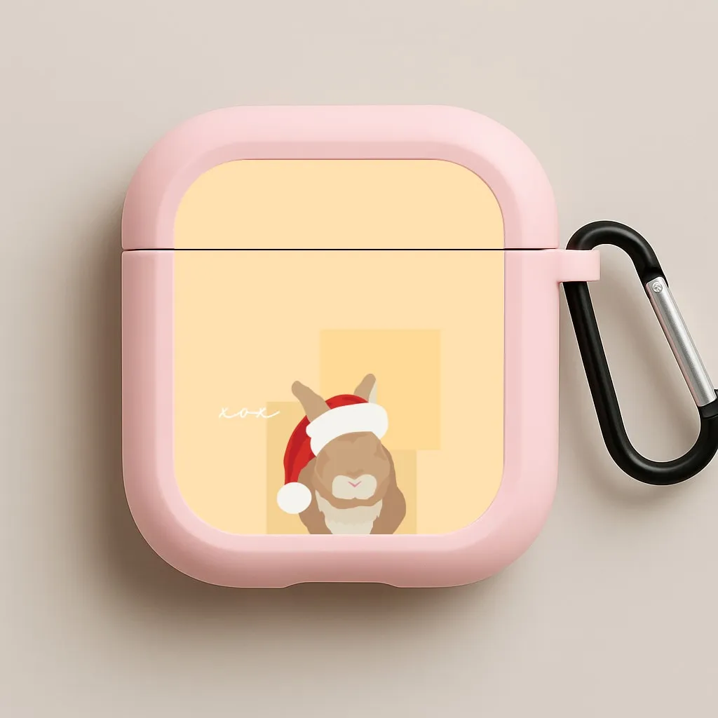 Rabbit Christmas Ears AirPods Case Compact Protective Organizer