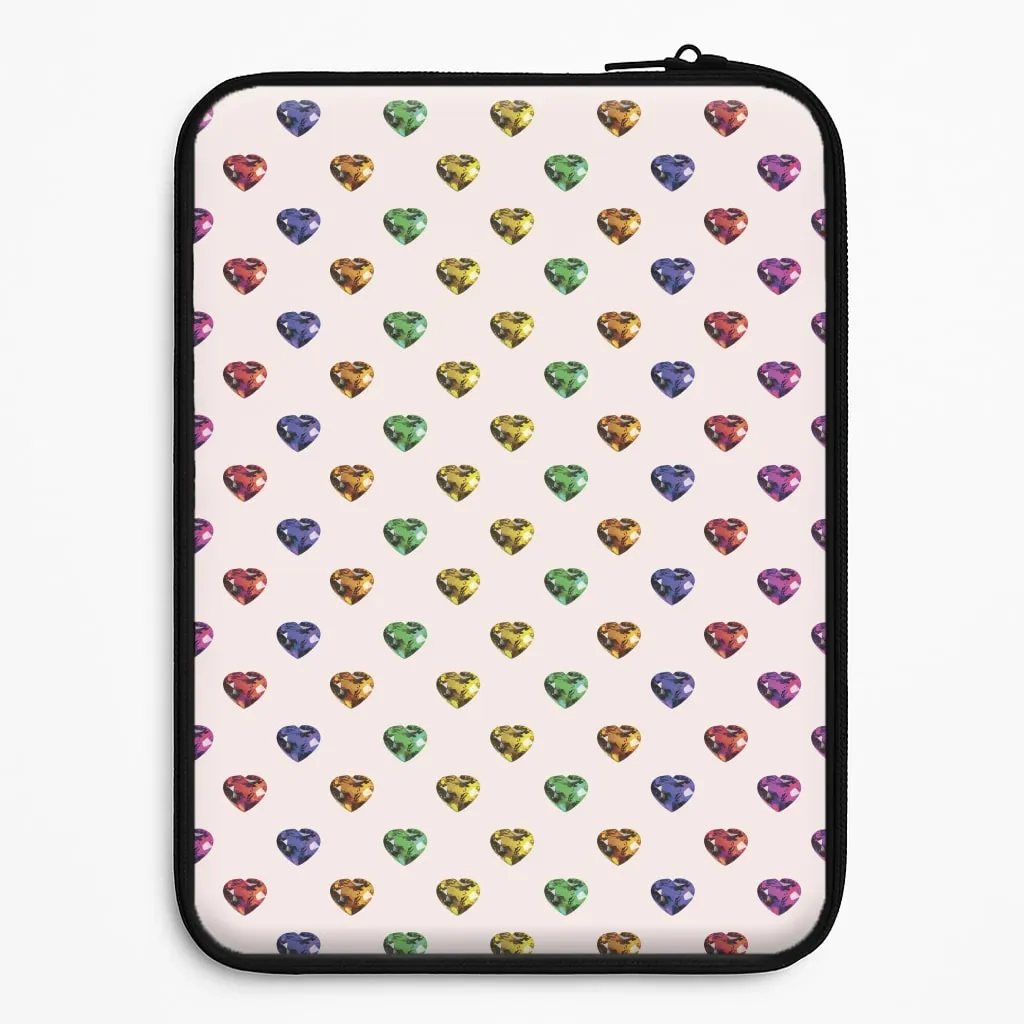 Dust proof Premium Texture Rainbow Gem Hearts Pattern Laptop Sleeve
