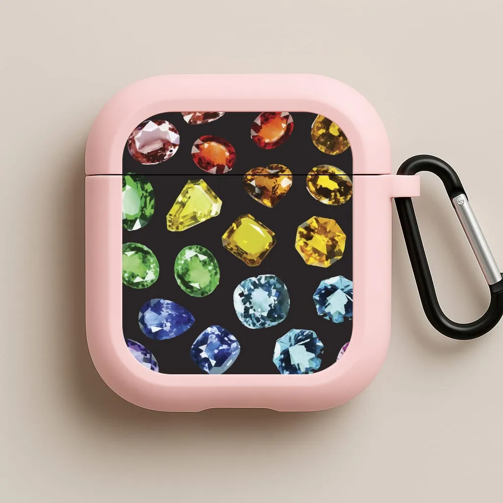 Soft Silicone Shell Pocket Friendly Bag Rainbow Gems Assortment Pattern AirPods Case