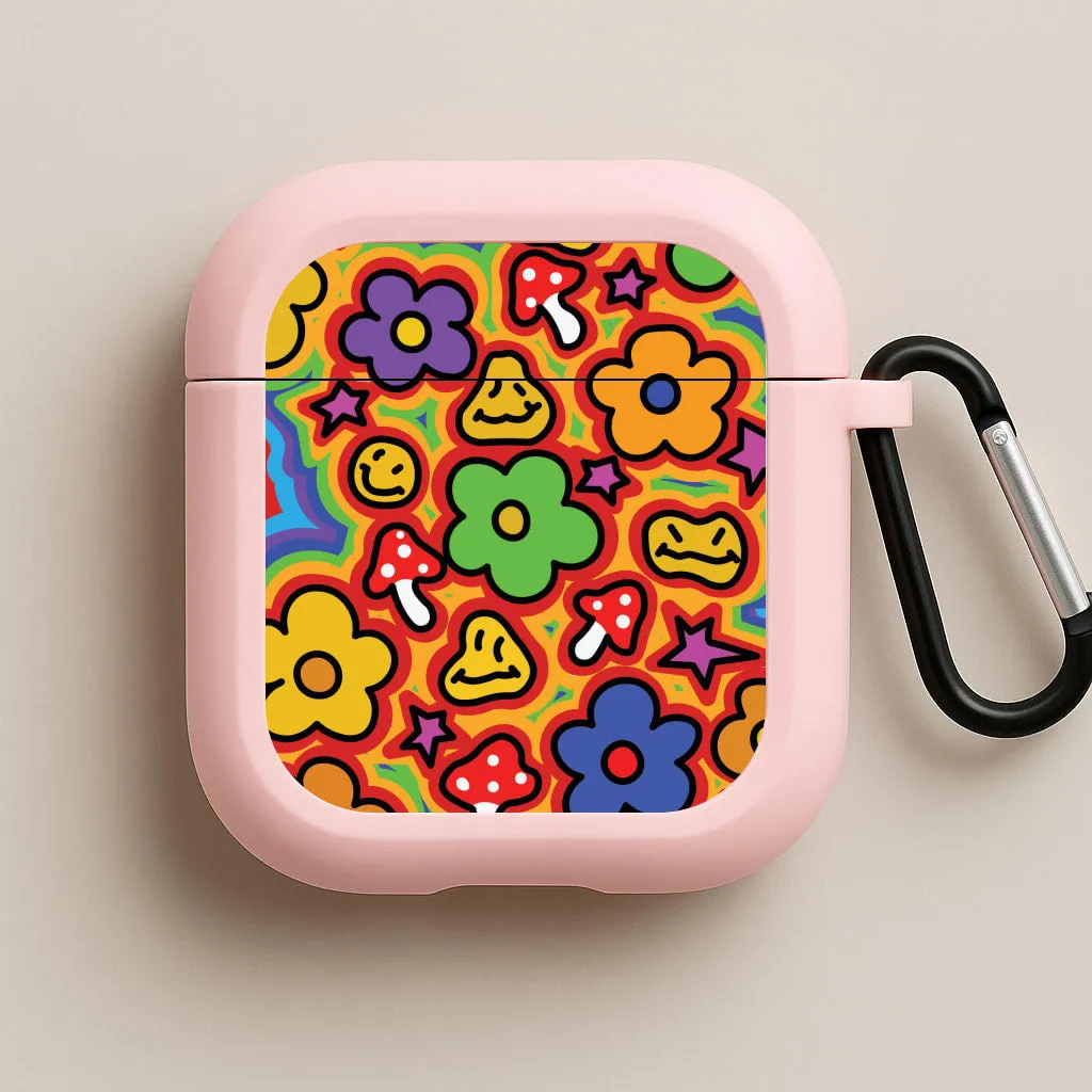 elegant anti impact protector fashion design airpods shell Rainbow Trip - Trippy Patterns AirPods Case