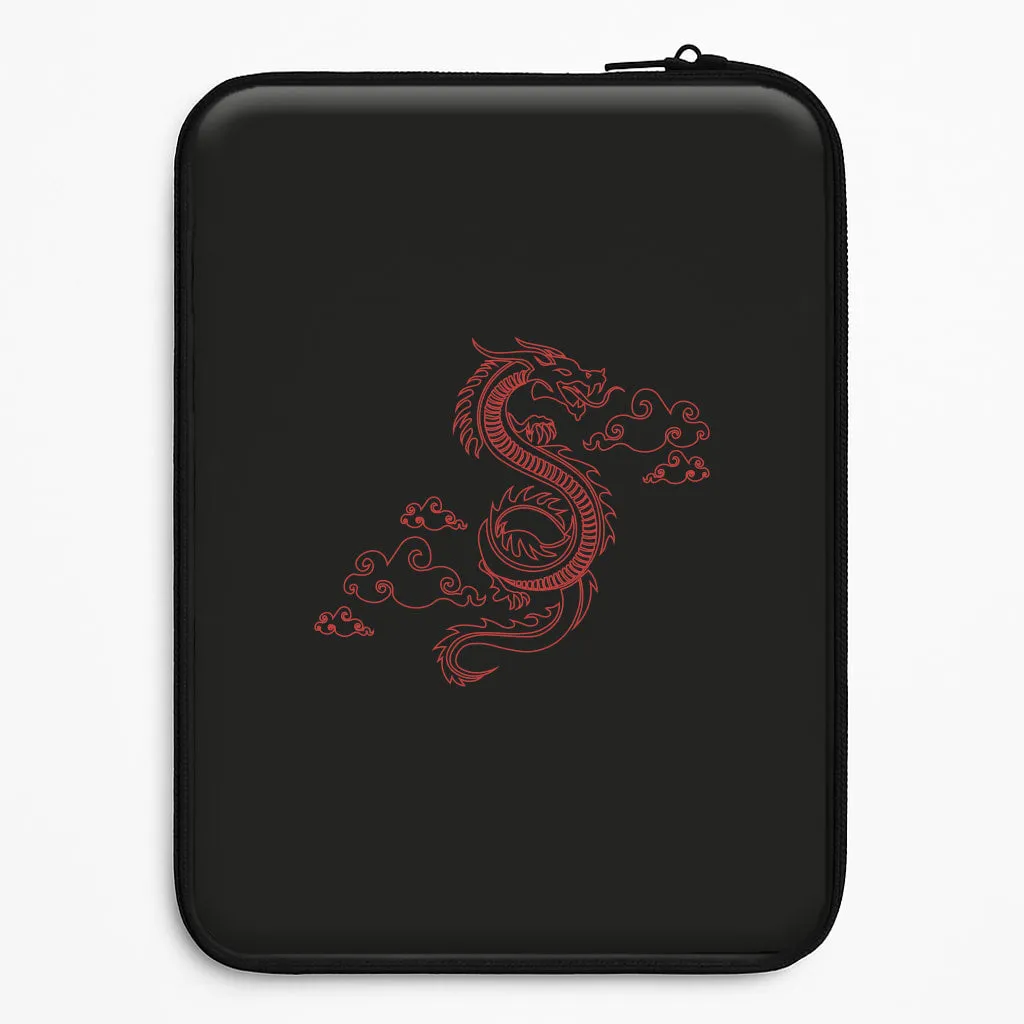 Red - Dragon Patterns Laptop Sleeve Soft Detail