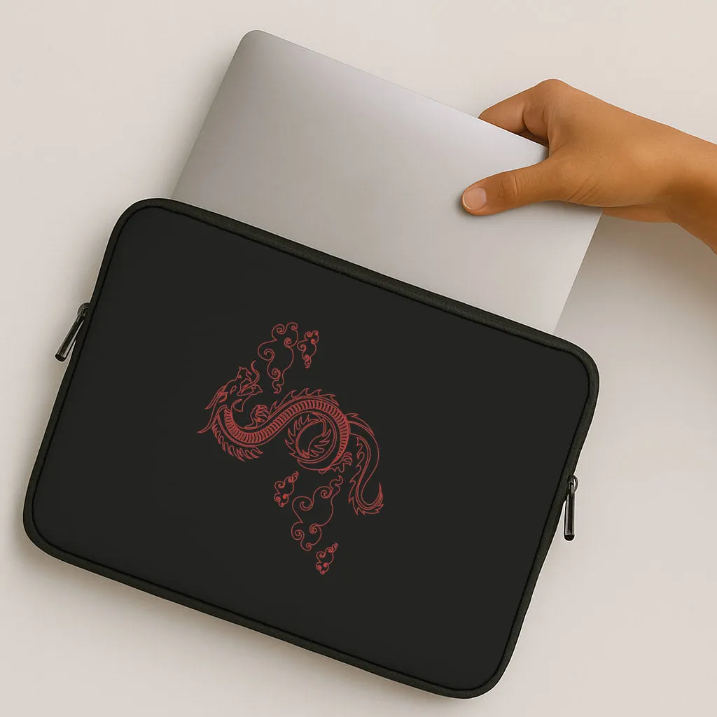 Red - Dragon Patterns Laptop Sleeve Simple Finish Comfort Grip