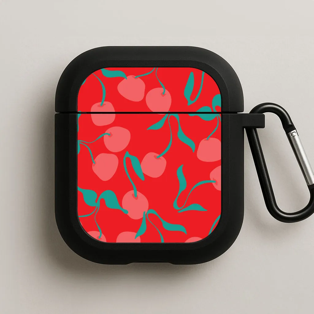 fashionable ergonomic airpods case vivid pattern travel airpods cover Red Abstract Cherries Pattern AirPods Case