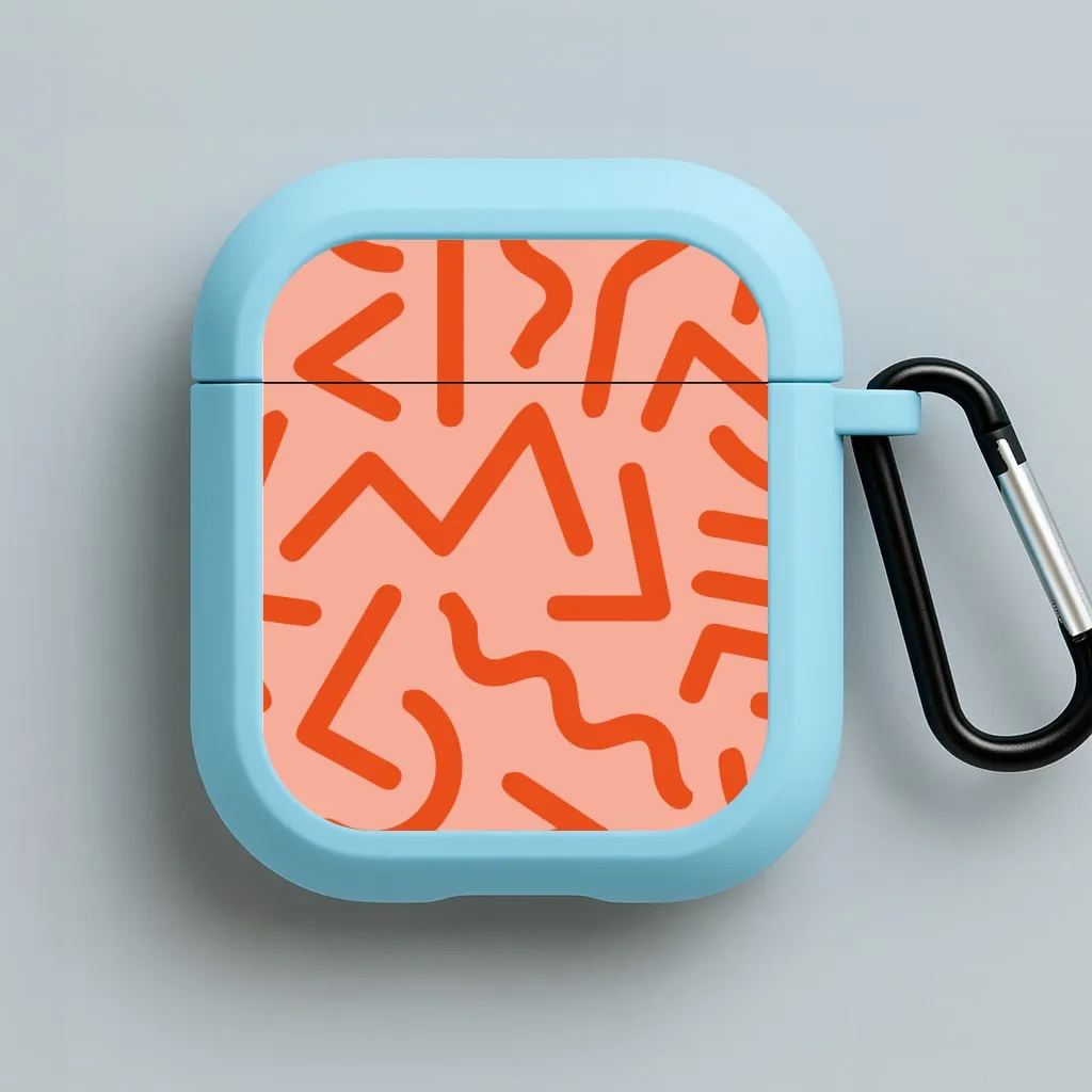 Portable Soft Pouch Red Abstract - Eighties AirPods Case