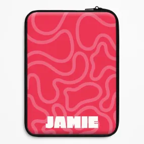 Smooth Finish Touch Red And Pink Squiggles Personalised Name Laptop Sleeve