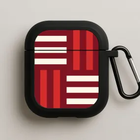 travel pouch airpods shell Red And White Geometric Stripes AirPods Case