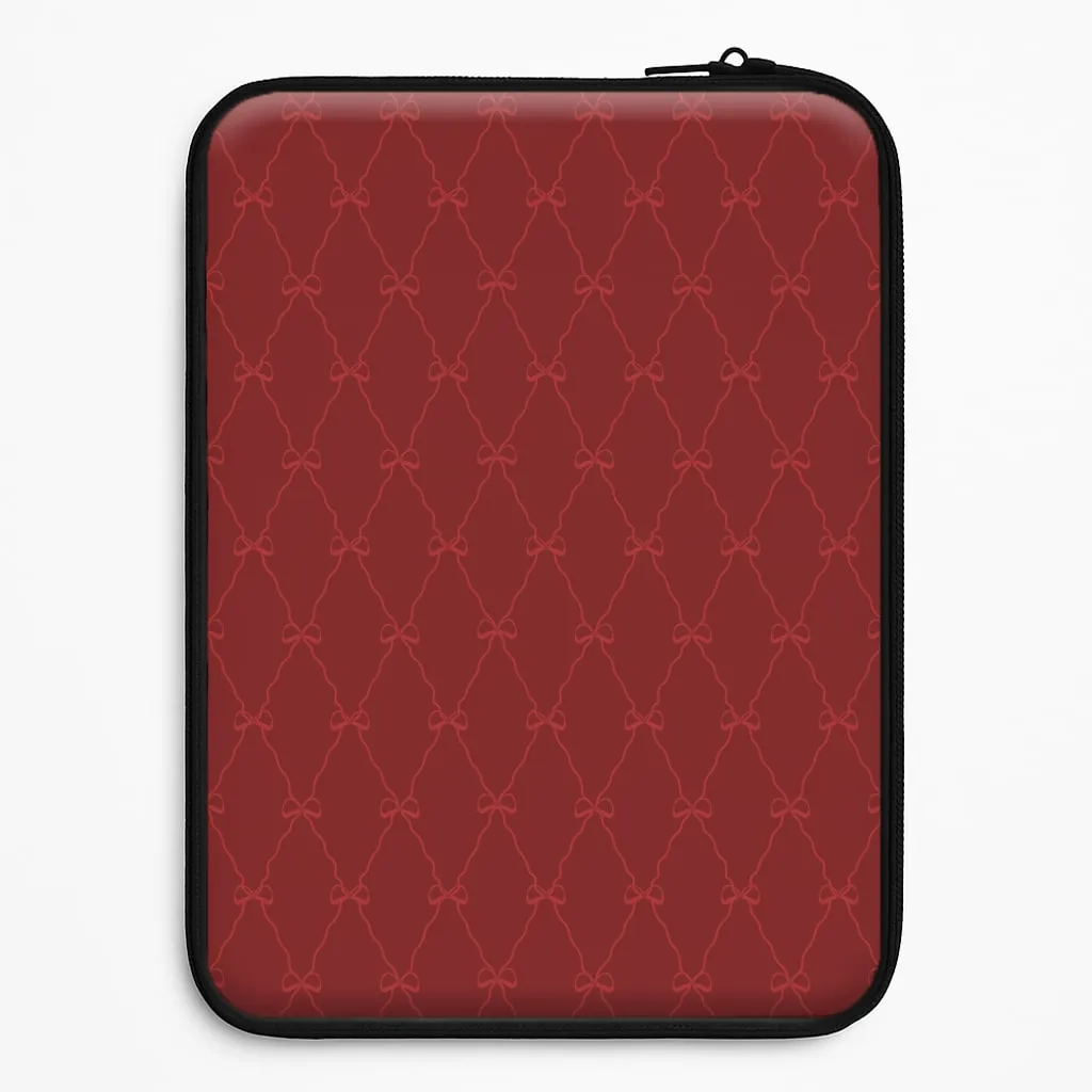 Red Bow Pattern Laptop Sleeve Soft Finish Layer Durable Look