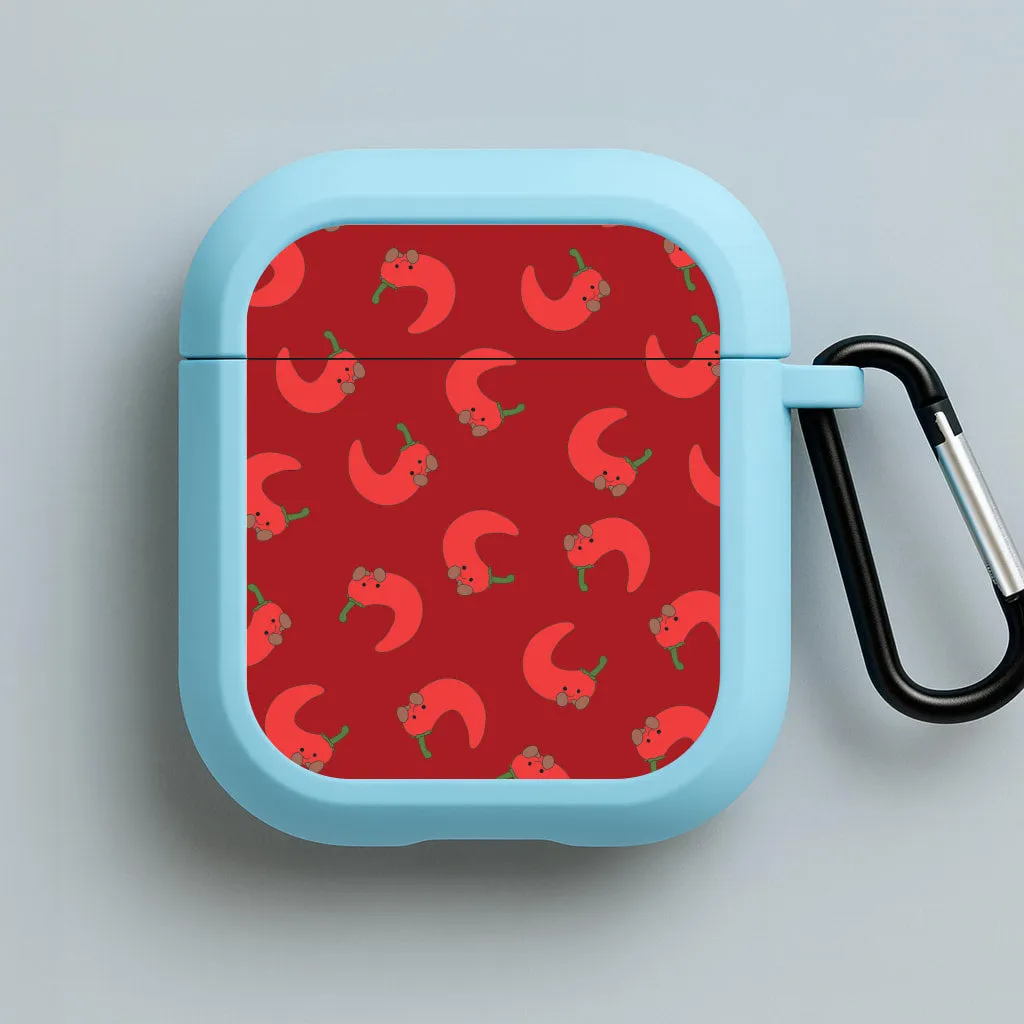 Red Chilli Pattern AirPods Case sporty aesthetic silicone shell