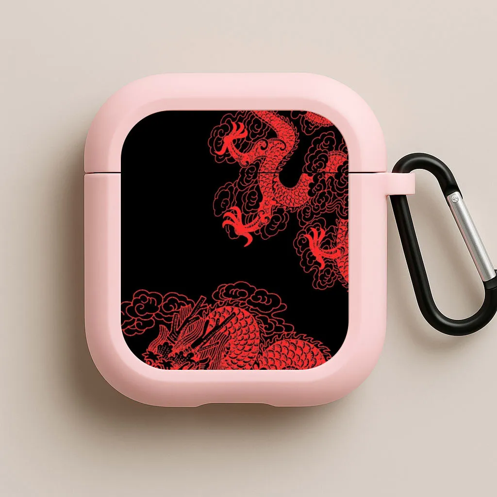 Durable Smooth Finish Slim Protective Cover Red Dragon AirPods Case