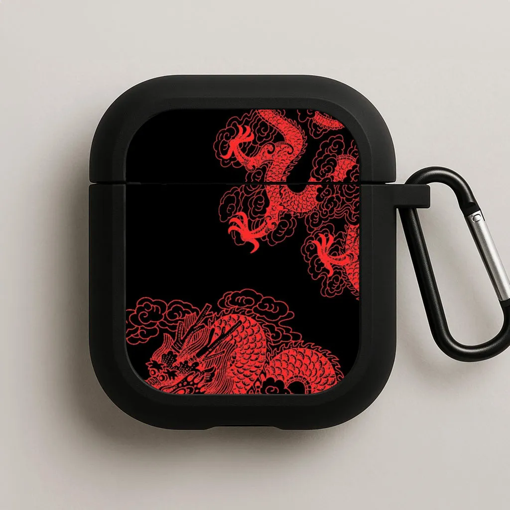 Portable Compact Shell Red Dragon AirPods Case
