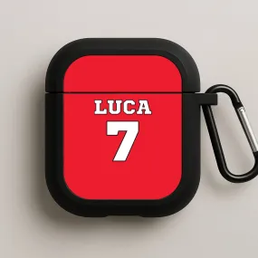 Red - Personalised Football   AirPods Case Minimalist Device Case