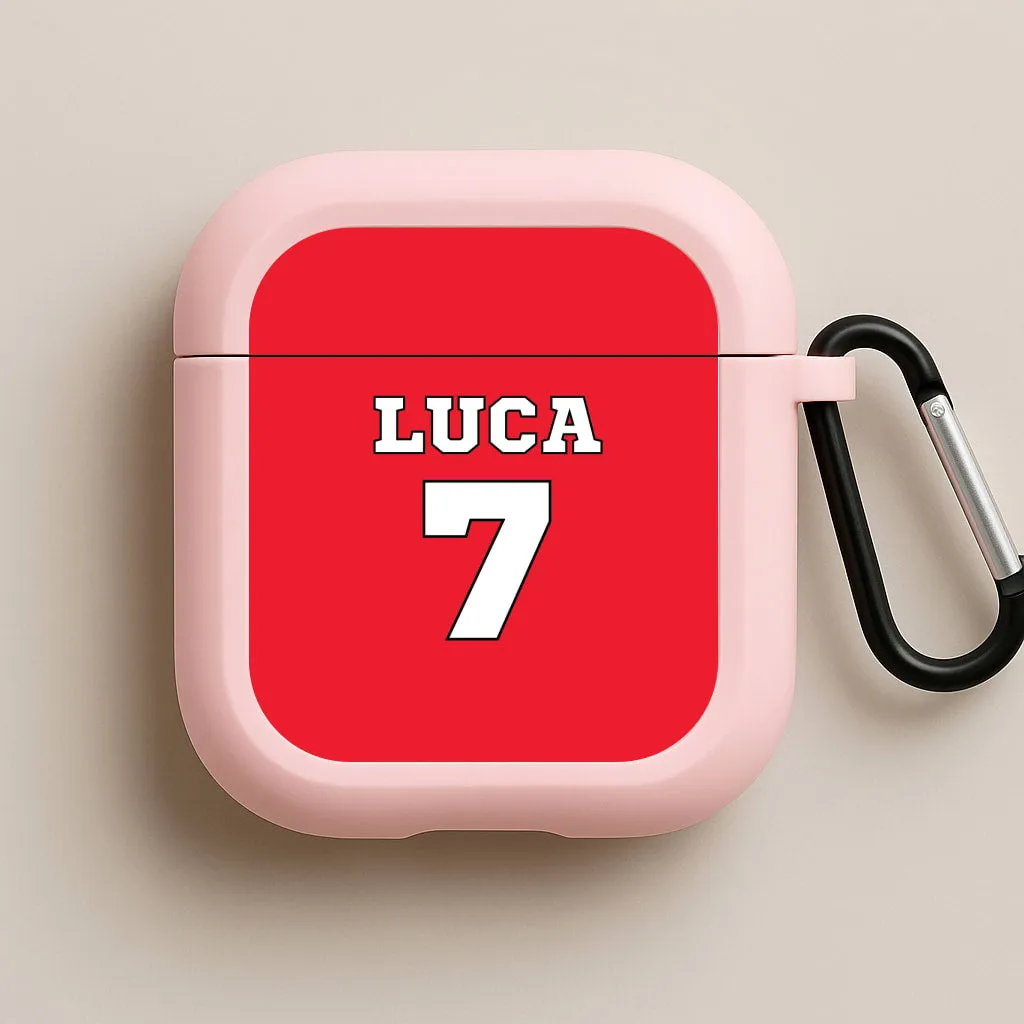 Red - Personalised Football   AirPods Case vivid pastel ergonomic airpods shell Modern Protective Style