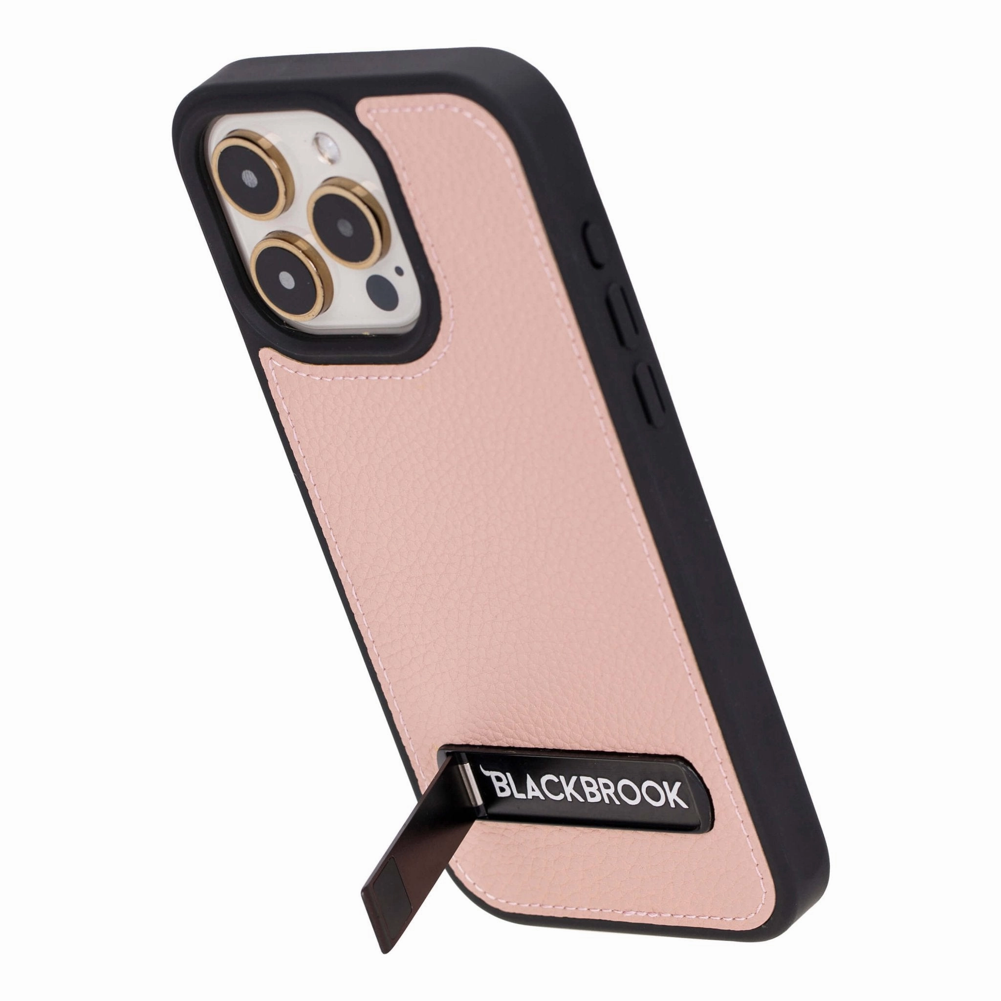 Reed Leather Snap?On Case with Stand ?C iPhone 15 Pro Max, Pink Elegant Appearance Protective Detailing Edge