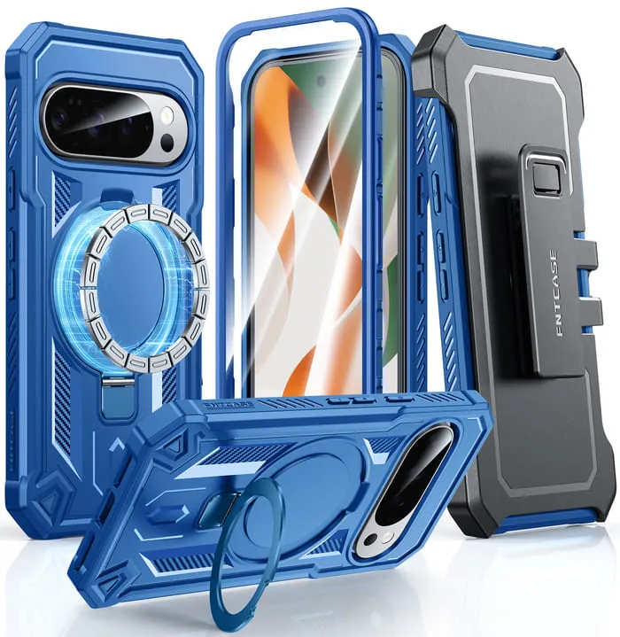 FNTCASE for Google Pixel 10 Pro XL/ 9 Pro XL Case with Ring Holder Magnetic Kickstand Military Grade Shockproof Protective Rugged Cell Phone Cover with Belt Clip Holster Artistic Design