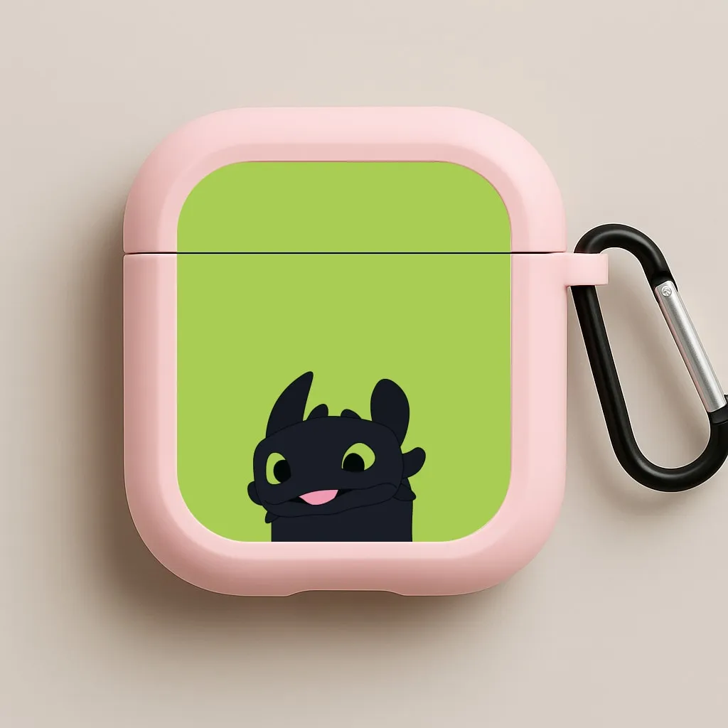 Minimal Design Texture Universal Charging Holder Black Fury Dragon AirPods Case