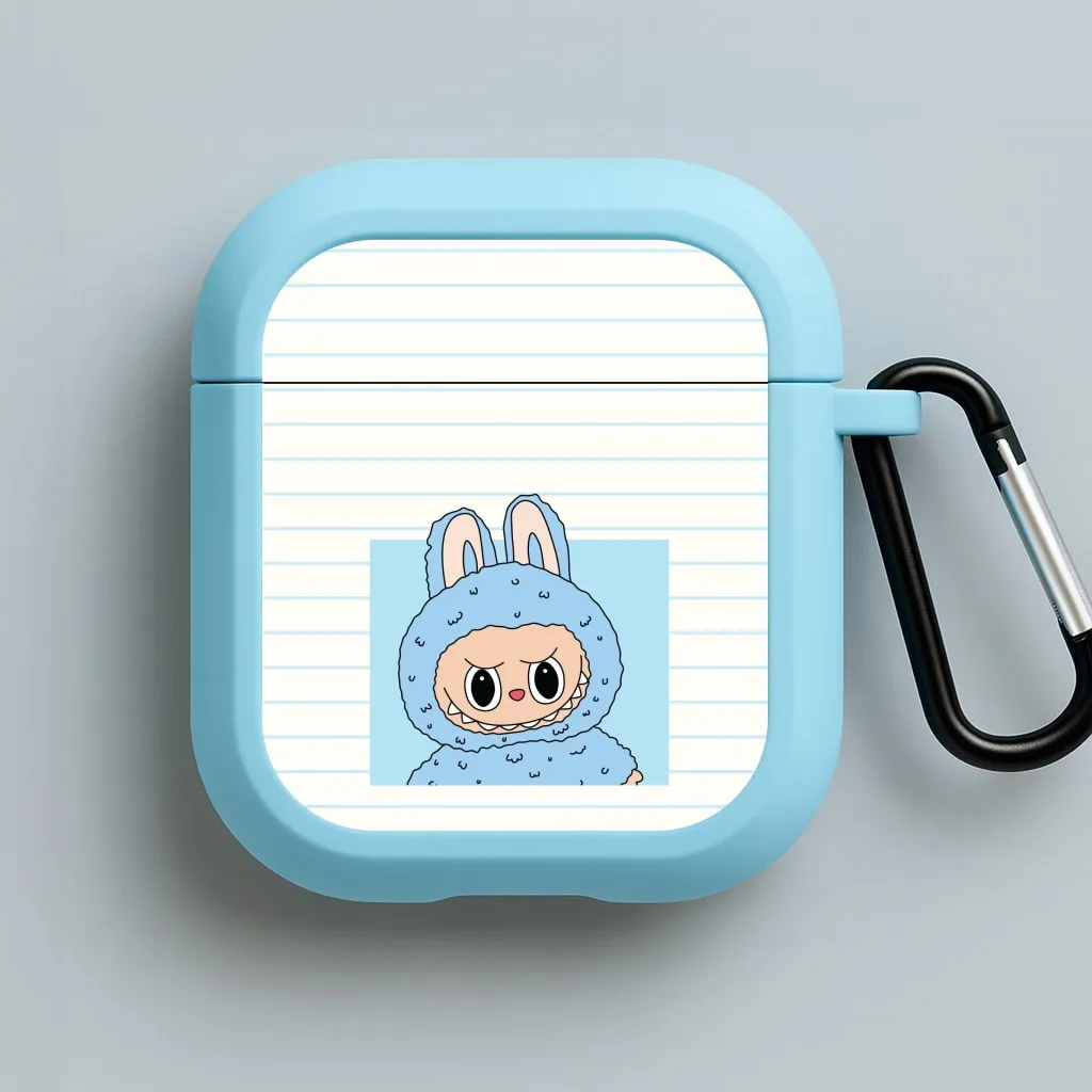 Cute Blue Notebook Monster AirPods Case durable ergonomic soft travel protector