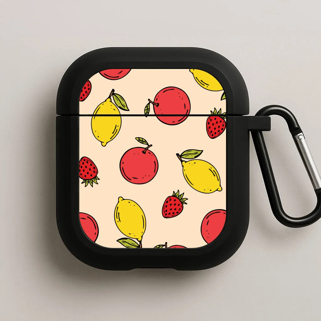 Sketched Summer Fruits Pattern AirPods Case premium hybrid airpods shell premium travel airpods case