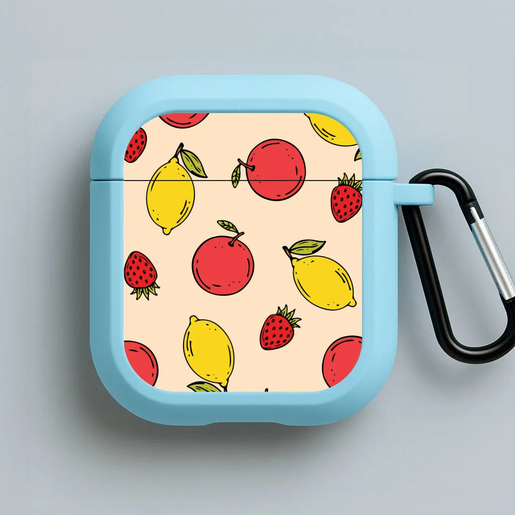 Sketched Summer Fruits Pattern AirPods Case Tech Accessory Organizer Soft Smooth Organizer