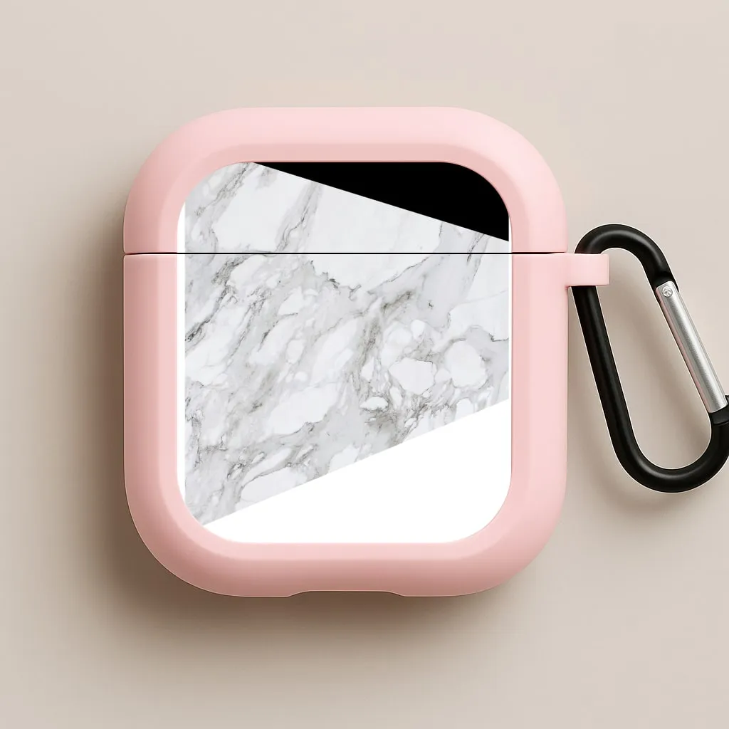 anti fall protection Smooth Texture Cover White, Black and Marble Pattern AirPods Case