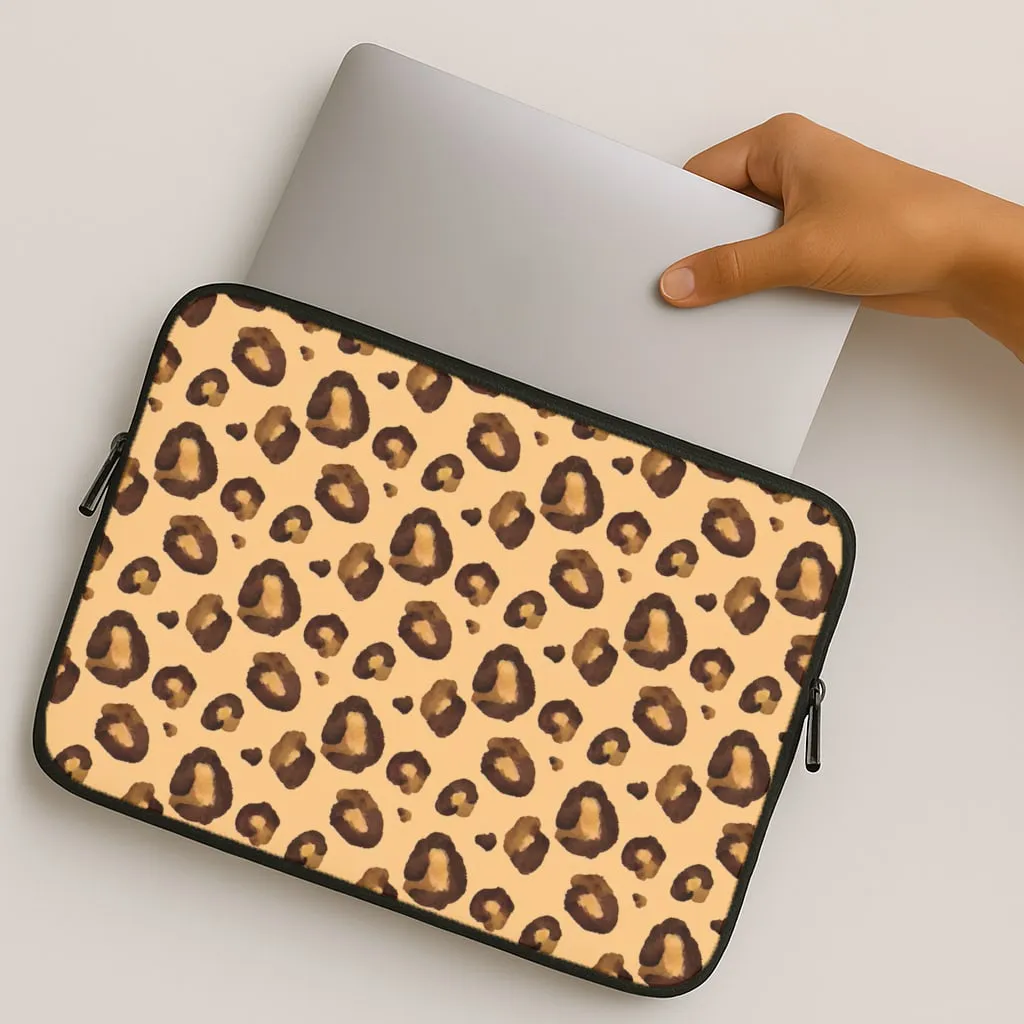 Watercolour Cheetah Print Laptop Sleeve Comfort Build Layer