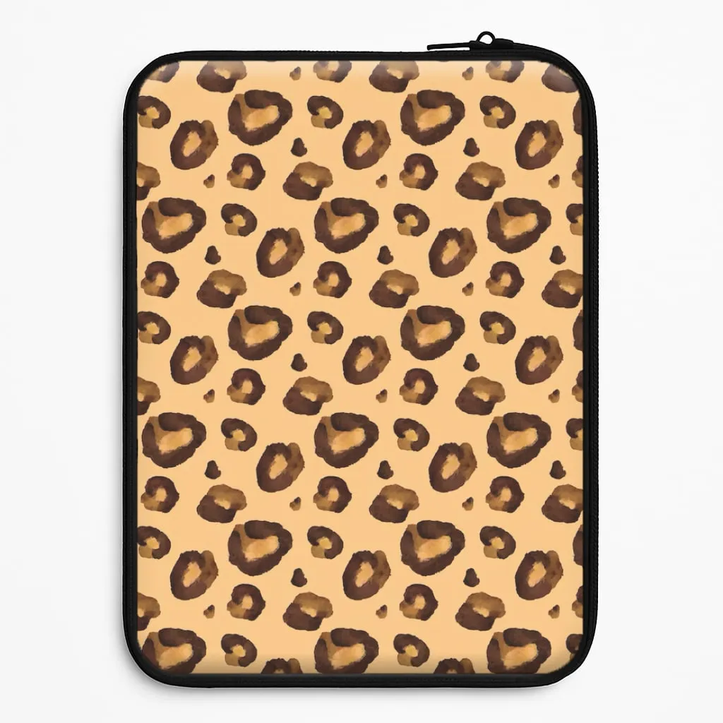 Modern Design Compact Shell Watercolour Cheetah Print Laptop Sleeve