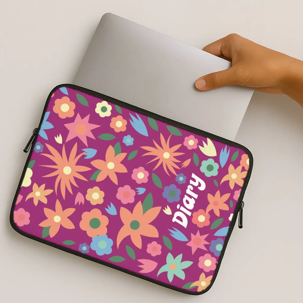 Trendy Texture Finish Hybrid Pattern Diary Laptop Sleeve