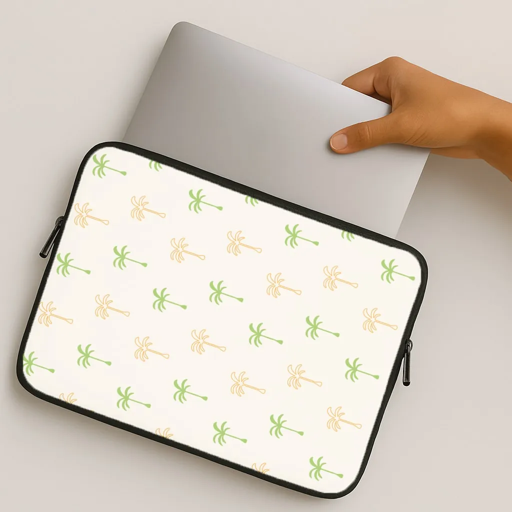 Flexible Grip Texture Patterned Design Green And Yellow Palms Pattern Laptop Sleeve