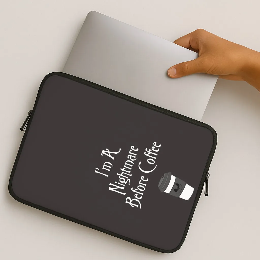 Modern Minimalism Minimal Surface Layer I'm A Nightmare Before Coffee Laptop Sleeve