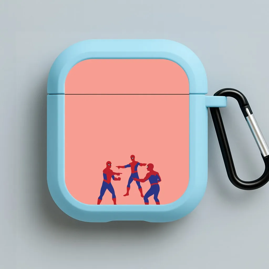 Spider Hero Pointing Meme AirPods Case Minimal Silicone Organizer