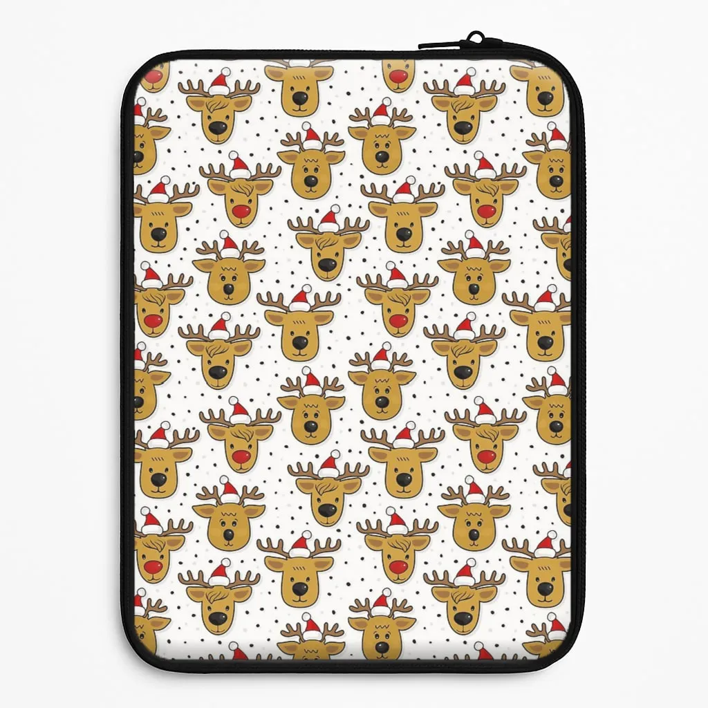 Reindeers In Santa Hats Pattern Laptop Sleeve Compact Structure