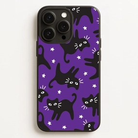 Cartoon Black Cats And Stars Pattern Phone Case Protective Build