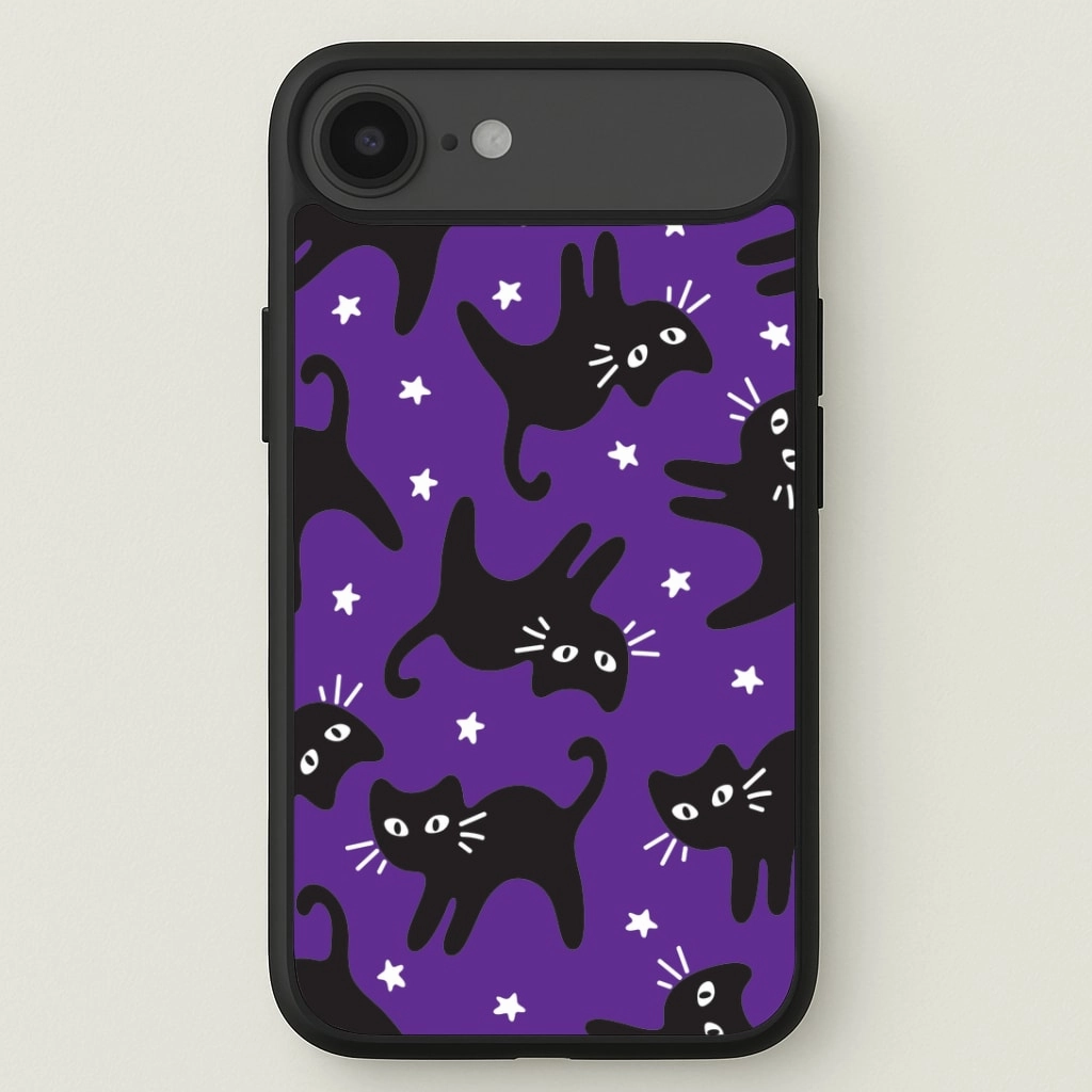Cartoon Black Cats And Stars Pattern Phone Case Vivid colors Matte Pattern Design