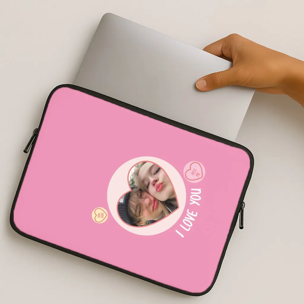 Premium Edge Hybrid Pattern I Love You - Personalised Couples Laptop Sleeve