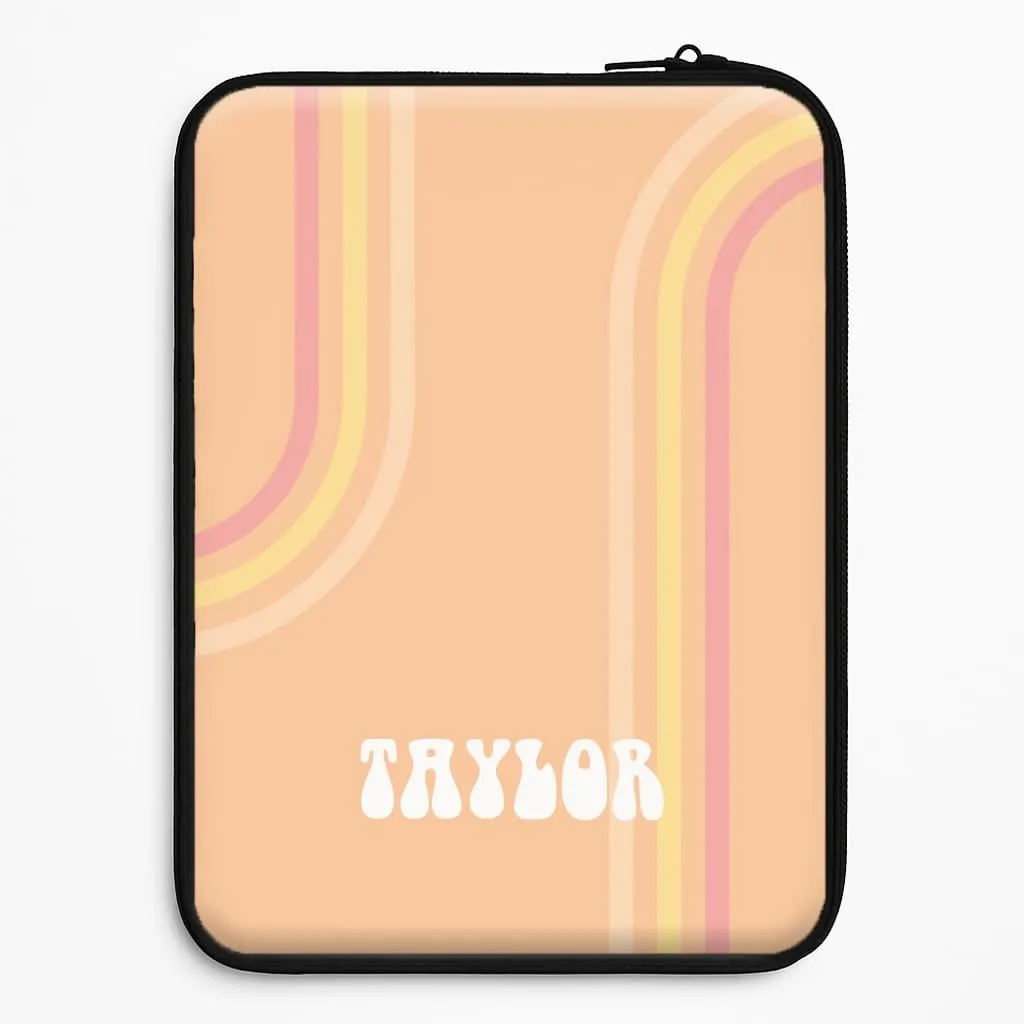 Matte Texture Elegant Finish Design Retro Orange Personalised Name Laptop Sleeve