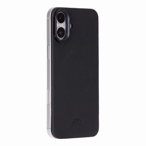 Subtle Touch Rohan MagSafe Leather Back Case - iPhone 16 Plus, Pebble Black
