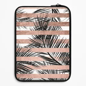 Compact Edge Rose Gold Tropical Palm Leaf Pattern Laptop Sleeve