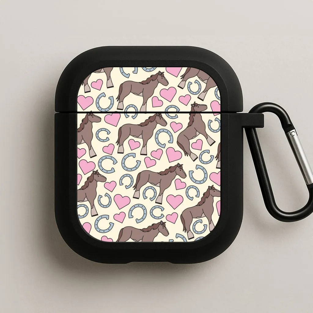 premium airpods guard Horses And Horseshoes Pattern - Horses AirPods Case