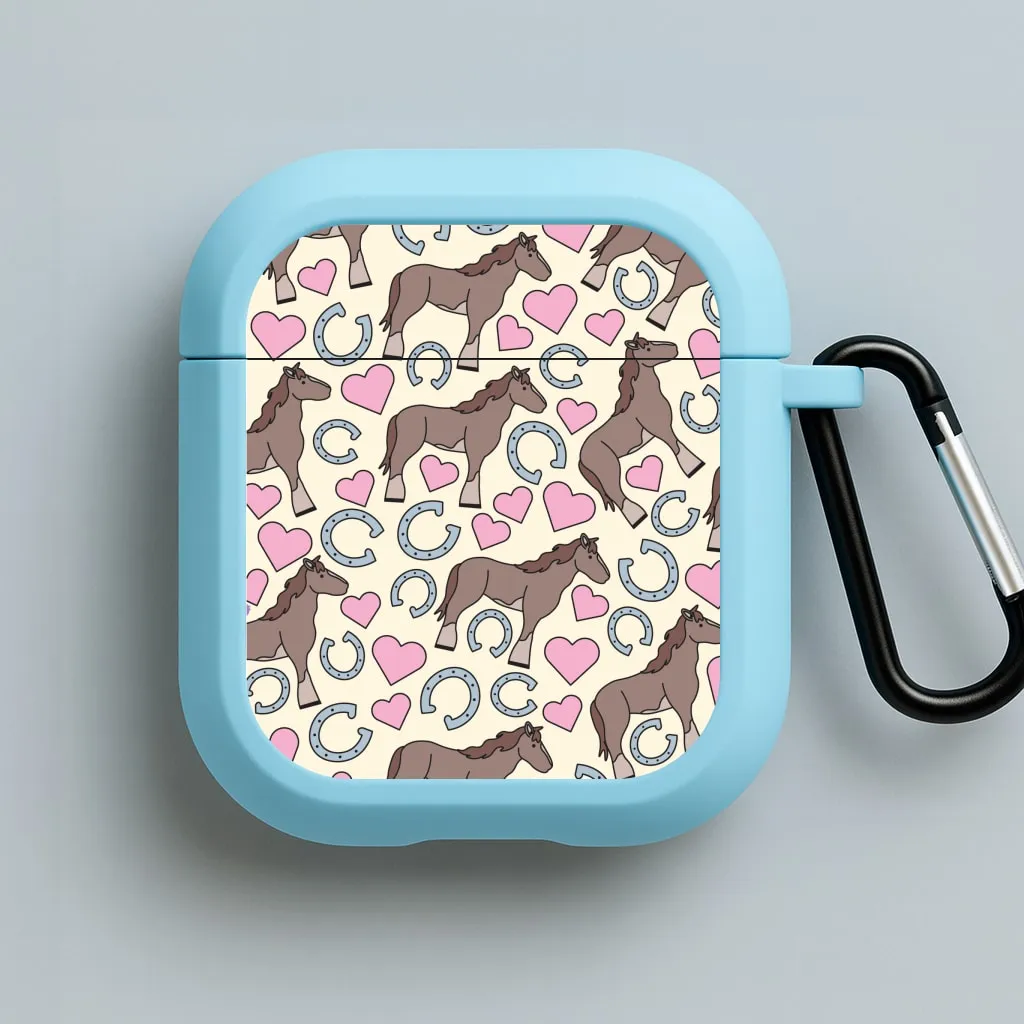 Horses And Horseshoes Pattern - Horses AirPods Case Soft Compact Holder