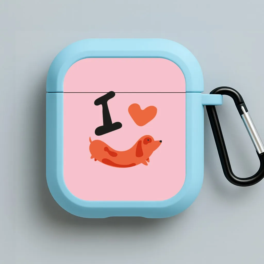 I love Dachshunds AirPods Case Minimal Compact Organizer soft touch neon silicone protector