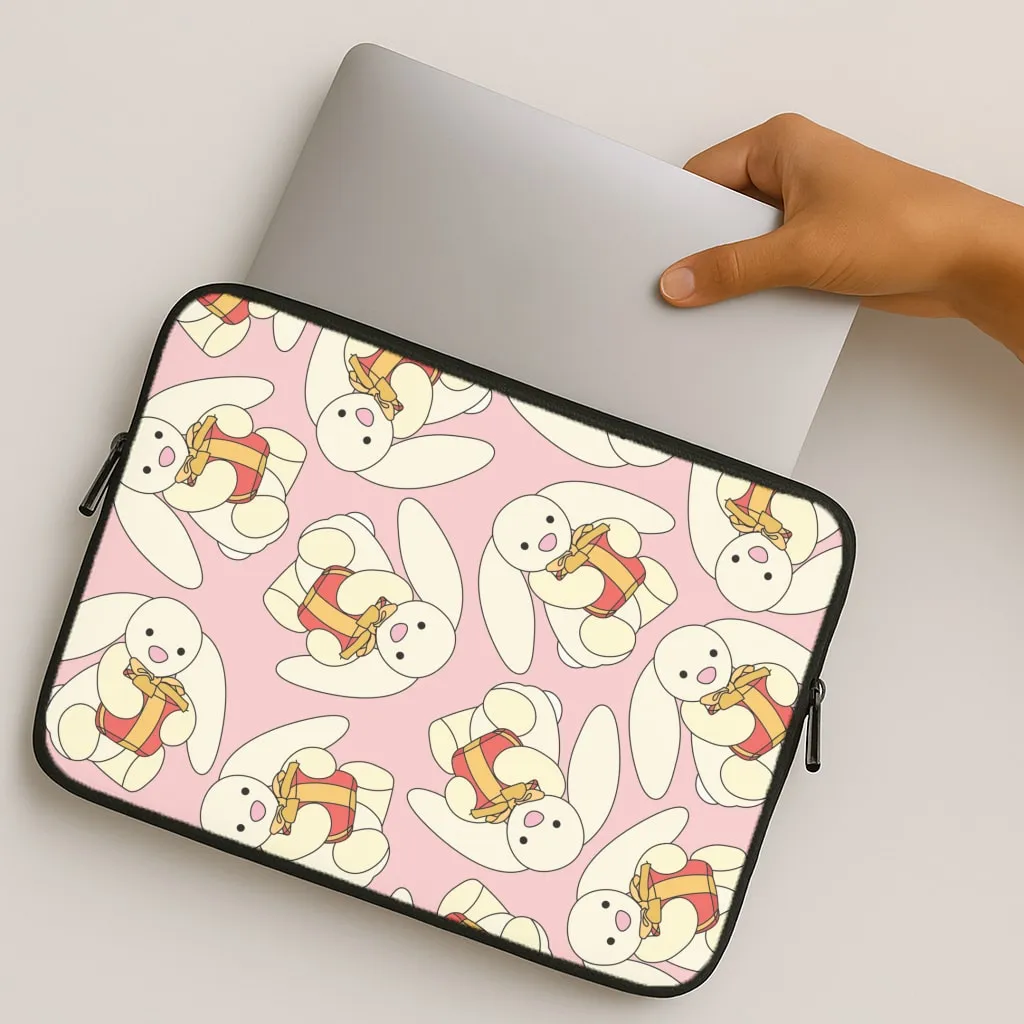 Elegant Touch Everyday Use Bunny Present Pattern Laptop Sleeve