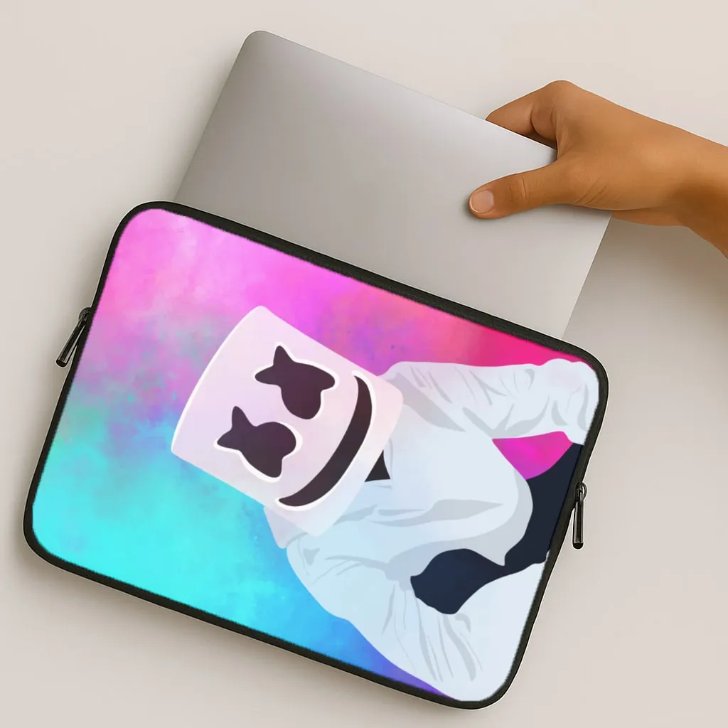 Gloss Finish Texture Rainbow White Helmet DJ Laptop Sleeve