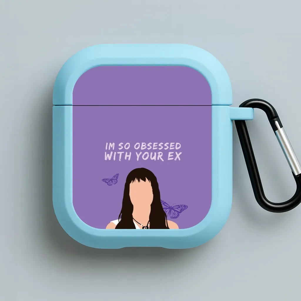 portable ergonomic pastel airpods protector Obsessed With Your Ex AirPods Case