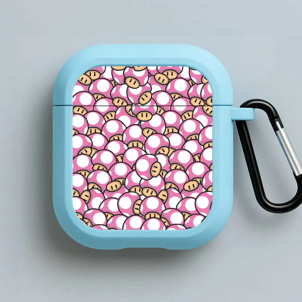 Mushroom Pattern - Pink AirPods Case Luxury Audio Storage Compact Daily Holder