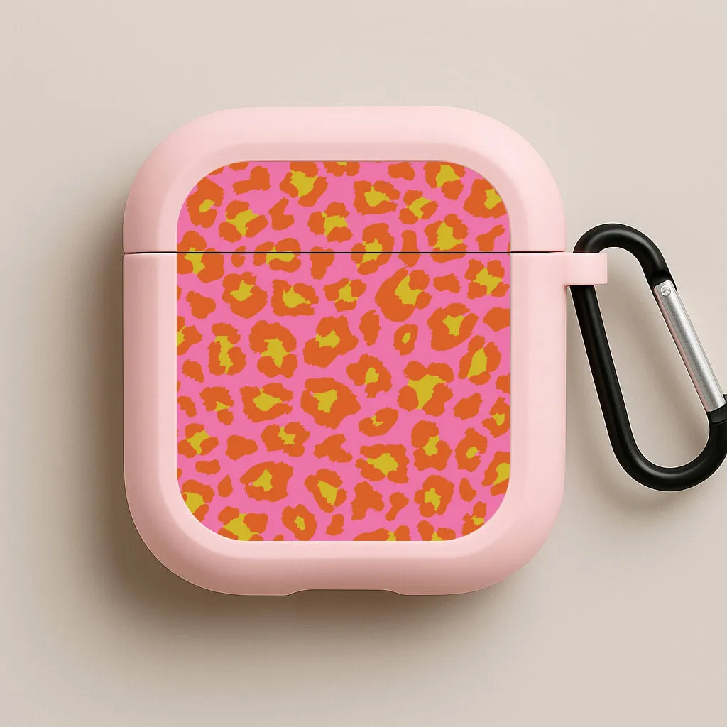 Trendy Color Design durable neon soft pastel airpods protector Vibrant Cheetah Print AirPods Case