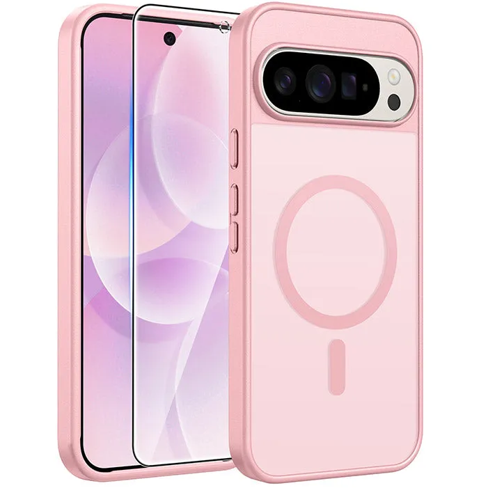 FNTCASE for Google Pixel 10/ 10 Pro/ 9/ 9 Pro 6.3 Inch Phone Case: Magnetic Translucent Matte Shockproof Slim Phone Cover - Military Grade Drop Proof Hard Back Anti-Fingerprint Protective Case Durable Frame Comfort Texture Layer