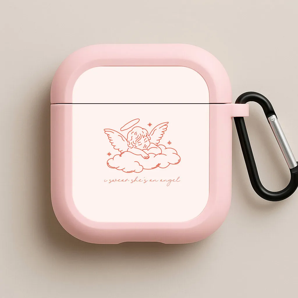 I Swear Shes An Angel - Clean Girl Aesthetic AirPods Case Modern Carry Texture