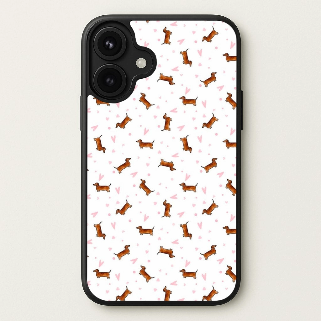 Dachshund Pattern - White Phone Case Compact Shell Flexible Material
