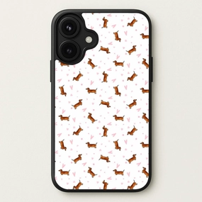 Dachshund Pattern - White Phone Case Compact Shell Flexible Material