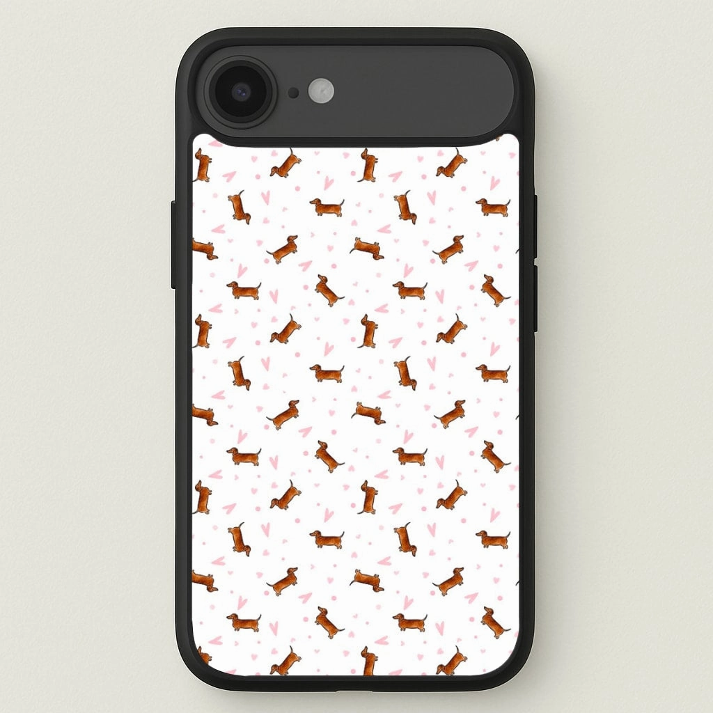 Shock Frame Dachshund Pattern - White Phone Case